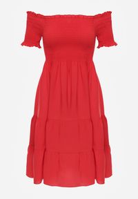 Renee - Czerwona Sukienka z Bawełny Hiszpanka Tolarelle. Okazja: na co dzień. Typ kołnierza: dekolt hiszpanka. Kolor: czerwony. Materiał: bawełna. Styl: casual, klasyczny, elegancki #7