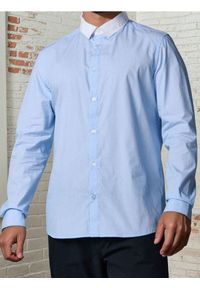 Sinsay - Bawełniana koszula slim fit - błękitny. Kolor: niebieski. Materiał: bawełna