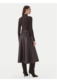 TwinSet - TWINSET Sukienka dzianinowa 252TT3560 Brązowy Slim Fit. Kolor: brązowy. Materiał: wiskoza #4