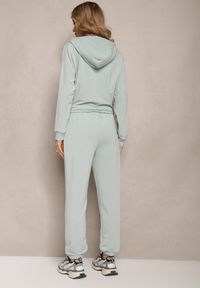 Renee - Miętowy 2-częściowy Komplet Dresowy z Gładkiej Dzianiny Bluza i Spodnie Honorille. Kolor: miętowy. Materiał: dzianina, dresówka. Wzór: gładki #3