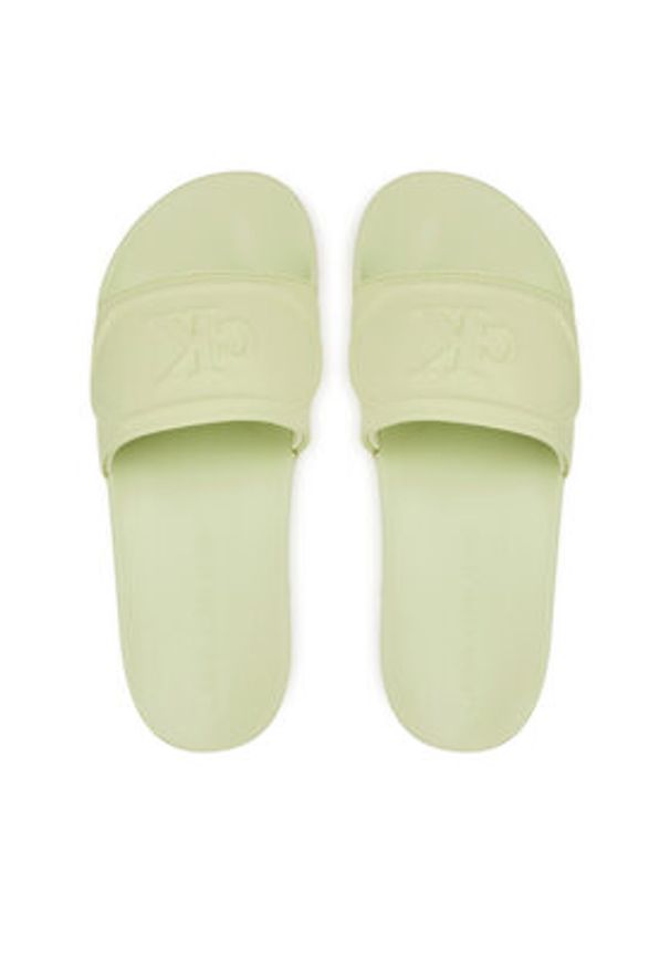 Calvin Klein Jeans Klapki Slide Pu Hf Mg YW0YW01879 Zielony. Kolor: zielony. Materiał: skóra