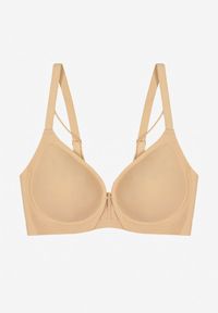 Born2be - Beżowy Biustonosz z Ozdobnymi Paskami Zetessa. Kolor: beżowy. Materiał: jeans. Wzór: paski #4