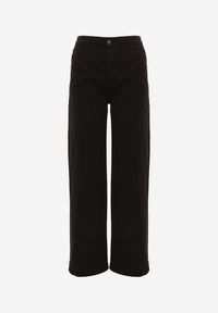 Born2be - Czarne Bawełniane Spodnie Wide Leg z Wysokim Stanem Genime. Okazja: na co dzień, do pracy. Stan: podwyższony. Kolor: czarny. Materiał: bawełna. Styl: casual, klasyczny #6