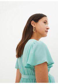 bonprix - Sukienka ciążowa plisowana. Kolekcja: moda ciążowa. Kolor: zielony. Materiał: materiał. Styl: elegancki #3
