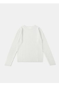 Sinsay - Klasyczny prążkowany sweter - kremowy. Kolor: kremowy. Materiał: prążkowany. Styl: klasyczny