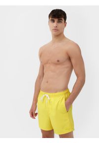 4f - Spodenki plażowe boardshorty męskie. Kolor: żółty. Materiał: włókno, elastan, materiał