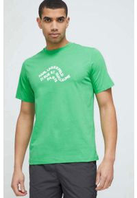 Karl Lagerfeld t-shirt bawełniany kolor turkusowy wzorzysty. Kolor: zielony. Materiał: bawełna. Długość rękawa: krótki rękaw. Długość: krótkie #1