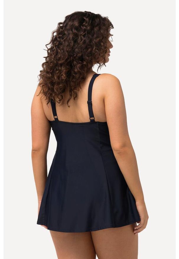 ULLA POPKEN - Damska Sukienka Kąpielowa kropki ozdobna kokardka miękkie miseczki. Kolekcja: plus size. Kolor: niebieski. Materiał: poliamid. Wzór: kropki