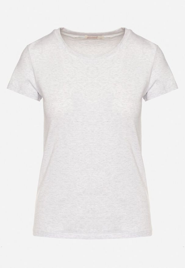 Born2be - Jasnoszary Klasyczny T-shirt z Bawełny Olinisea. Okazja: na co dzień. Kolor: szary. Materiał: bawełna. Styl: klasyczny