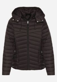 Born2be - Czarna Pikowana Kurtka Przejściowa z Kapturem Suritta. Okazja: na co dzień. Typ kołnierza: kaptur. Kolor: czarny. Materiał: jeans. Styl: klasyczny, casual, sportowy #6