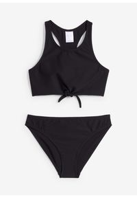 bonprix - Bikini z teksturowanego materiału (2 części). Kolor: czarny. Materiał: materiał #1