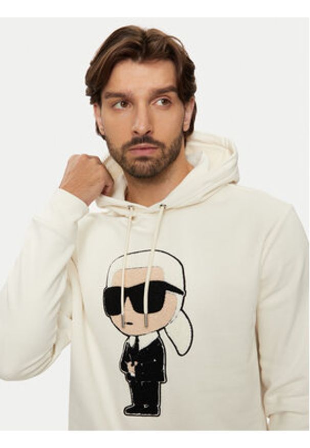 Karl Lagerfeld - KARL LAGERFELD Bluza 705075 544950 Biały Regular Fit. Typ kołnierza: dekolt w karo. Kolor: biały. Materiał: bawełna