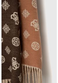 Guess szal damski kolor brązowy wzorzysty. Kolor: brązowy. Materiał: tkanina #2