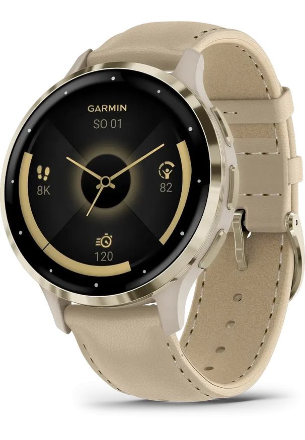 GARMIN - Zegarek sportowy Garmin Venu 3S Beżowy (010-02785-55). Kolor: beżowy. Styl: sportowy