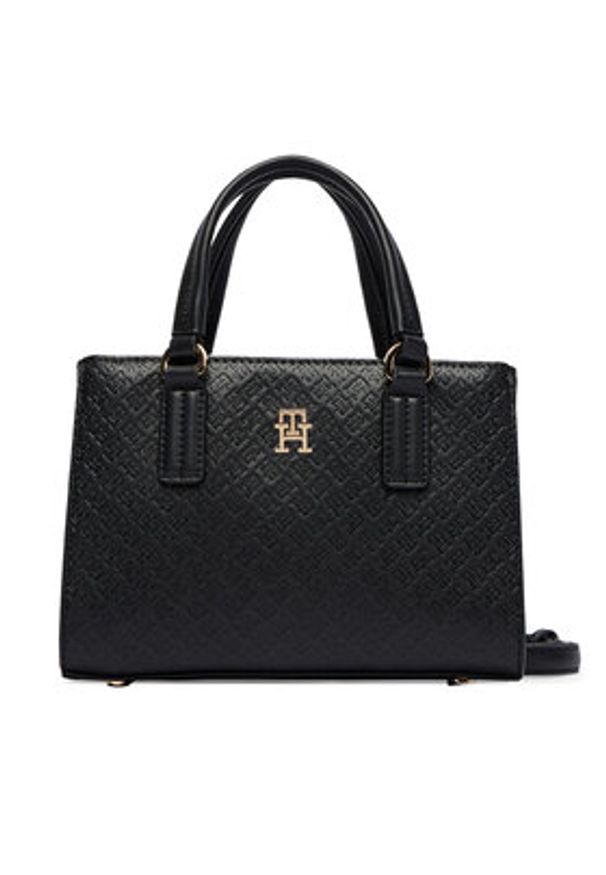 TOMMY HILFIGER - Tommy Hilfiger Torebka Th Daily Mini Tote Mono AW0AW18416 Czarny. Kolor: czarny. Materiał: skórzane