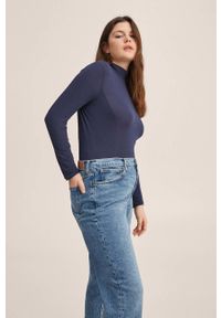 mango - Mango jeansy Newmom damskie high waist. Stan: podwyższony. Kolor: niebieski #9