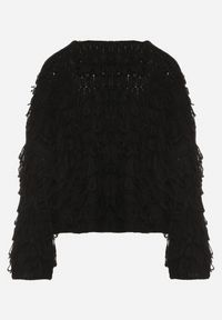 Born2be - Czarny Wiązany Kardigan z Dodatkiem Wełny i Wiskozy Zdobiony Frędzlami Tiravea. Okazja: na co dzień. Typ kołnierza: dekolt w serek. Kolor: czarny. Materiał: wełna, wiskoza. Długość rękawa: długi rękaw. Długość: długie. Wzór: aplikacja. Styl: casual, elegancki #5