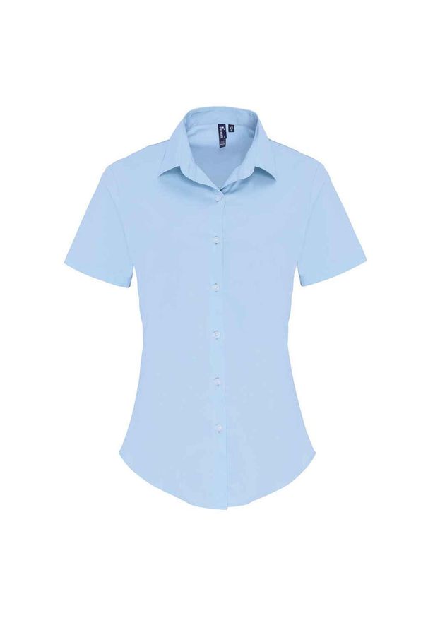 PREMIER - Damska Bawełniana Popelinowa Koszula Z Krótkim Rękawem. Kolor: szary, fioletowy, niebieski, wielokolorowy. Materiał: bawełna. Długość rękawa: krótki rękaw. Długość: krótkie