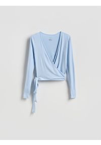 Reserved - Kopertowa bluzka z modalem - jasnoniebieski. Kolor: niebieski. Materiał: dzianina #1
