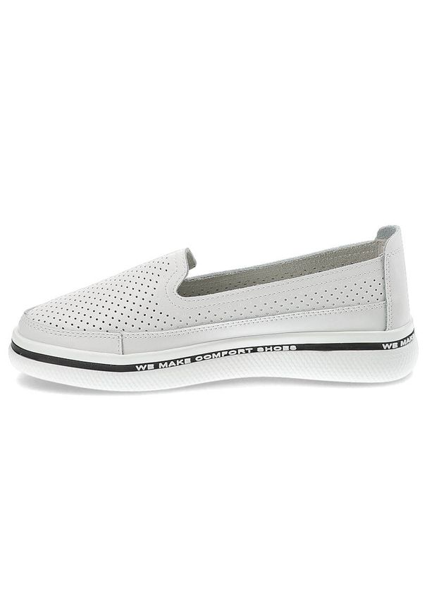 Białe Półbuty Filippo Wygodne Skórzane Buty. Kolor: biały. Materiał: skóra