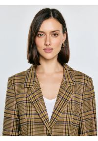 Big-Star - Marynarka damska w kratę Galani 601. Okazja: na co dzień. Kolor: różowy. Materiał: materiał, jeans, tkanina. Styl: casual, klasyczny, retro #7