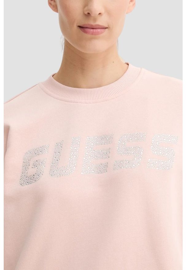 Guess - GUESS Różowa damska bluza Primula, Rozmiar L. Kolor: różowy