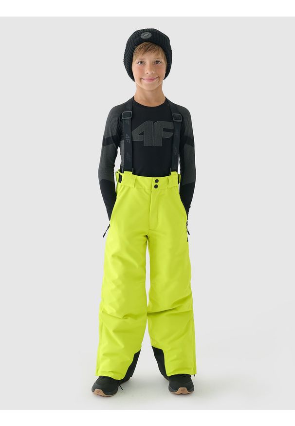 4f - 4F Spodnie narciarskie membrana 8000 chłopięce - zielone 128 (7-8 lat). Kolor: zielony. Materiał: dzianina, materiał, tkanina, poliester. Wzór: gładki. Sezon: lato, zima. Sport: narciarstwo