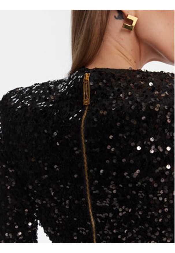 Elisabetta Franchi Bluzka TO-046-57E2-V370 Czarny Slim Fit. Kolor: czarny. Materiał: syntetyk