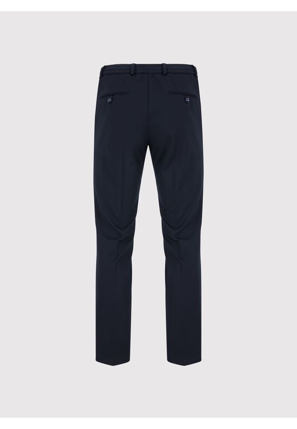 Pako Lorente - PAKO LORENTE – Granatowe spodnie garniturowe. Kolor: niebieski. Materiał: poliester, elastan, wiskoza. Wzór: gładki. Styl: elegancki
