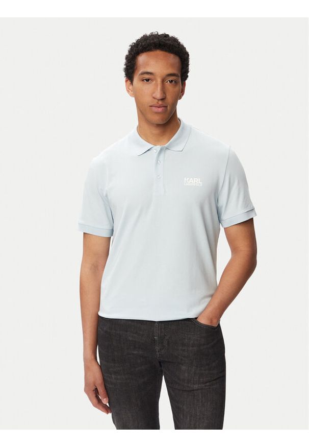 Karl Lagerfeld - KARL LAGERFELD Polo 745780 563235 Niebieski jasny Regular Fit. Typ kołnierza: polo. Kolor: niebieski. Materiał: bawełna