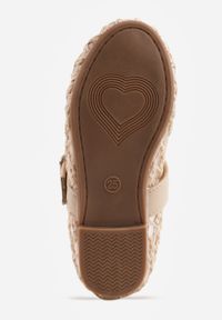 Born2be - Beżowe Siateczkowe Balerinki w Stylu Mary Jane z Szydełkowym Wzorem Tramlea. Okazja: na co dzień, na uczelnię. Zapięcie: pasek. Kolor: beżowy. Materiał: jeans. Styl: casual #3