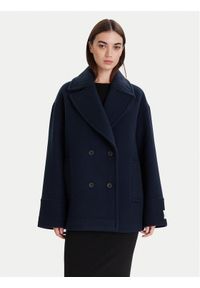 Calvin Klein Płaszcz wełniany LV044D549G Granatowy Relaxed Fit. Kolor: niebieski. Materiał: syntetyk #1