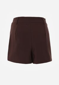 Born2be - Brązowe Eleganckie Spódnico-Szorty z Wysokim Stanem o Asymetrycznym Kroju Tinalina. Okazja: na co dzień, do pracy, na imprezę. Stan: podwyższony. Kolor: brązowy. Długość: krótkie. Styl: elegancki #7