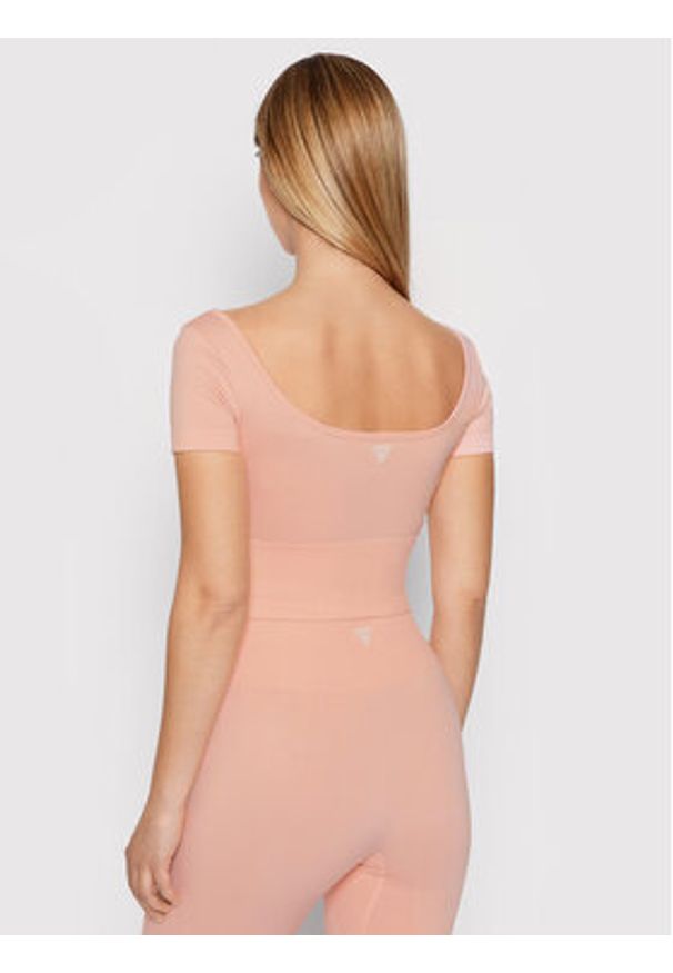Guess Bluzka V2RP13 ZZ04S Różowy Slim Fit. Kolor: różowy. Materiał: syntetyk