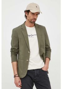 Pepe Jeans marynarka bawełniana Bernstein kolor zielony. Okazja: na co dzień. Kolor: zielony. Materiał: bawełna. Styl: casual, klasyczny #1