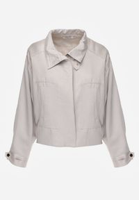 Renee - Beżowa Kurtka Bomberka Oversize z Paskami przy Rękawach Lann. Okazja: na co dzień. Typ kołnierza: dekolt gorset. Kolor: beżowy. Materiał: poliester, jeans. Sezon: wiosna. Styl: casual #5