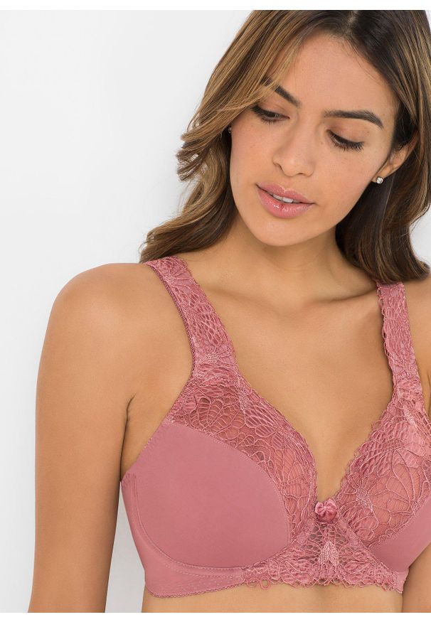 bonprix - Biustonosz minimizer z wyściełanymi ramiączkami (2 szt.). Kolor: szary. Materiał: koronka. Rodzaj stanika: różne sposoby noszenia, wyściełane miseczki. Wzór: koronka