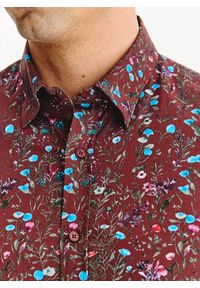 Pako Lorente - PAKO LORENTE – Bordowa koszula w kwiaty. Kolor: czerwony. Materiał: bawełna, elastan. Długość rękawa: długi rękaw. Długość: długie. Wzór: kwiaty #5