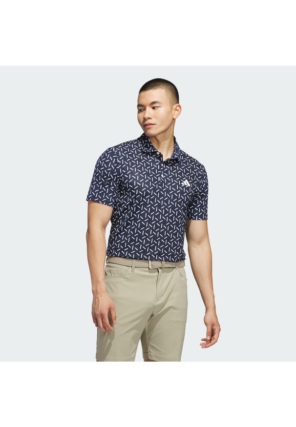 Adidas - Koszulka polo ULTIMATE365 MESH PRINT CLIMACOOL. Typ kołnierza: polo. Kolor: niebieski. Materiał: mesh. Wzór: nadruk. Styl: sportowy, elegancki