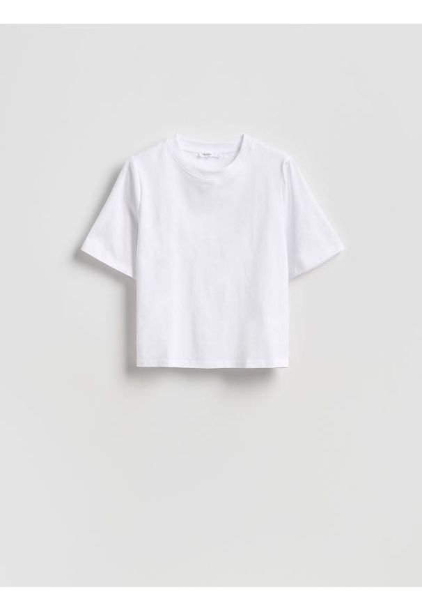 Reserved - T-shirt z bawełną - biały. Kolor: biały. Materiał: bawełna. Styl: klasyczny