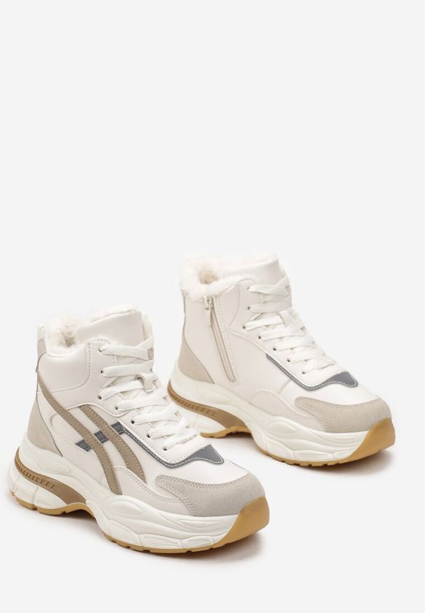 Born2be - Beżowe Sneakersy za Kostkę na Platformie Eloriane. Wysokość cholewki: za kostkę. Kolor: beżowy. Sezon: zima. Obcas: na platformie