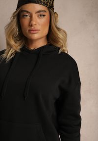 Renee - Czarna Bluza Długa z Kapturem Firro. Typ kołnierza: kaptur. Kolor: czarny. Materiał: polar, bawełna, tkanina. Długość rękawa: długi rękaw. Długość: długie. Styl: sportowy #4