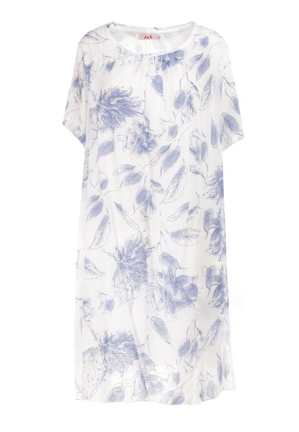 Born2be - Niebieska Sukienka z Bawełny Sebaestus. Okazja: na co dzień. Kolekcja: plus size. Kolor: niebieski. Materiał: bawełna. Wzór: kwiaty. Typ sukienki: proste, dla puszystych. Styl: casual, wakacyjny, klasyczny. Długość: midi