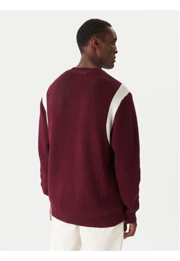 Adidas - adidas Sweter JX8215 Bordowy Regular Fit. Kolor: czerwony. Materiał: bawełna