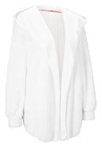 Bluza rozpinana z polaru baranka bonprix biel wełny. Typ kołnierza: kaptur. Kolor: biały. Materiał: wełna, poliester, materiał, polar #1