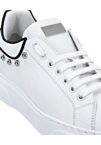 Philipp Plein - PHILIPP PLEIN - Białe skórzane sneakersy BIG BANG. Zapięcie: sznurówki. Kolor: biały. Materiał: skóra. Wzór: napisy, aplikacja #6