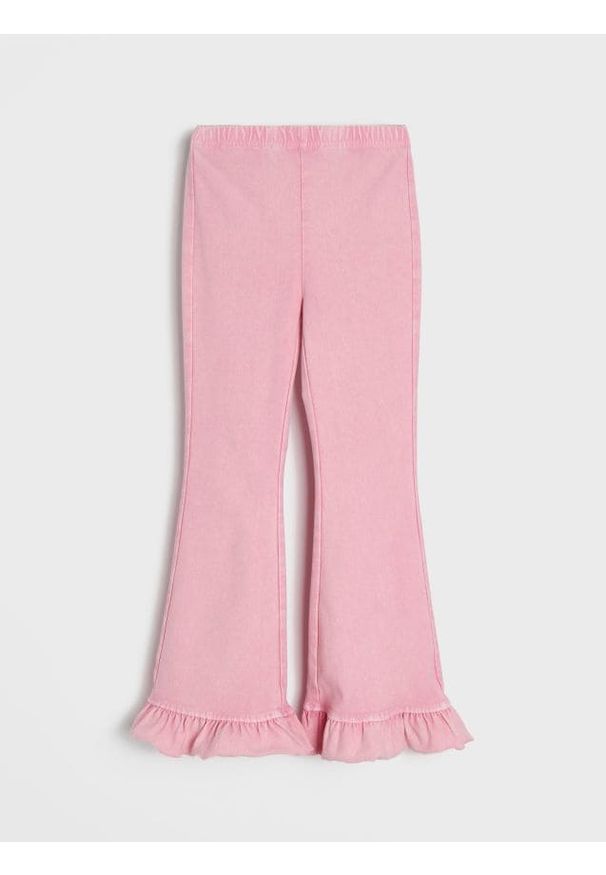 Sinsay - Legginsy flare z efektem sprania - różowy. Kolor: różowy