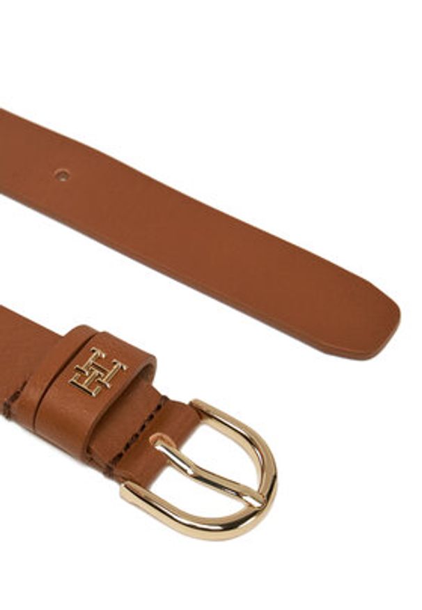 TOMMY HILFIGER - Tommy Hilfiger Pasek Damski Essential Effortless 2.5 AW0AW16836 Brązowy. Kolor: brązowy. Materiał: skóra