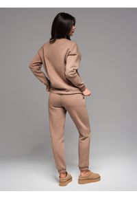 Ombre Clothing - Klasyczne spodnie dresowe unisex ze ściągaczami – brązowe V16 OU-PSBC-0100 - XL/XXL. Kolor: brązowy. Materiał: dresówka. Wzór: aplikacja. Styl: klasyczny
