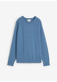 bonprix - Sweter z cienkiej bawełnianej dzianiny. Kolor: niebieski. Materiał: bawełna, dzianina